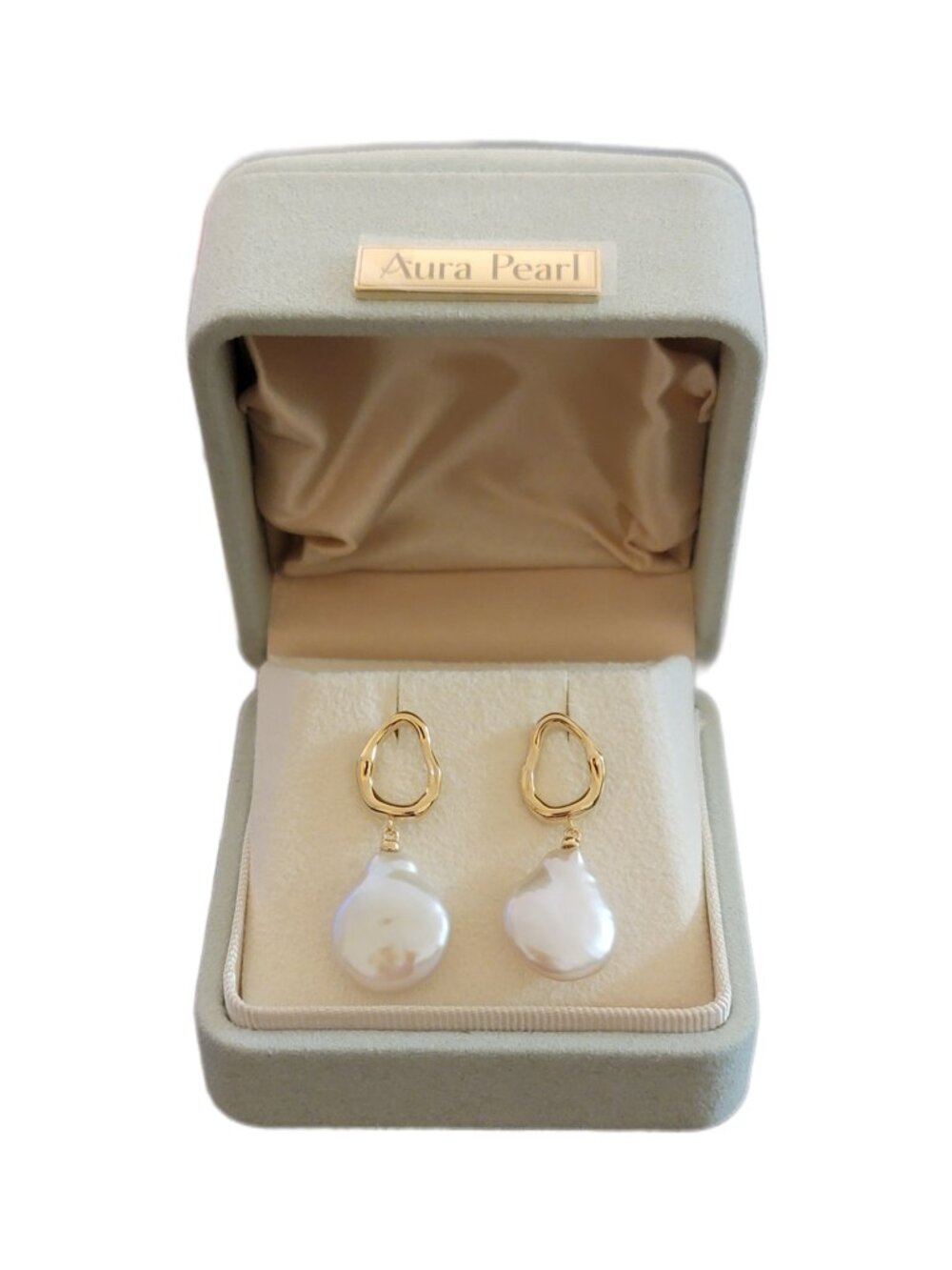 Baroque Pearl Stud Earrings 14-16mm Sterling Silver 18K Gold Plated NWT